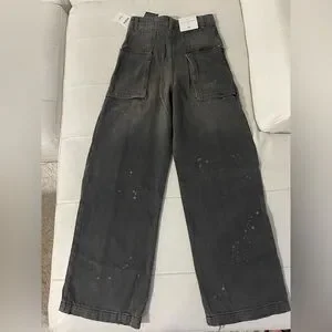 新品未使用　ZARA the inside out denim pants ZARA Inside Out Denim Jeans Womens 4 Blue Wide Leg High Rise